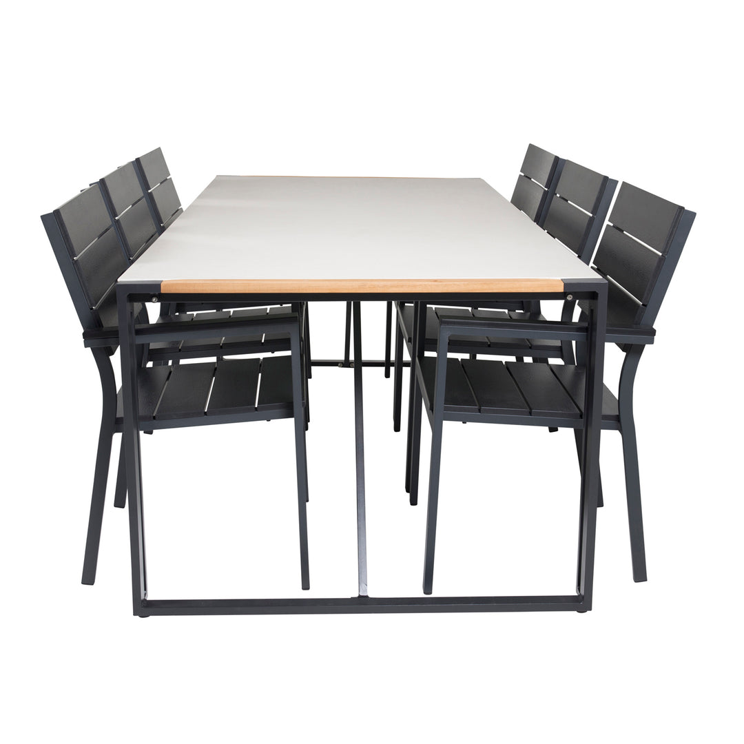VENTURE DESIGN havesæt m. Texas bord 200x100 pg 6 Levels stole m. armlæn teak/alu/aintwood