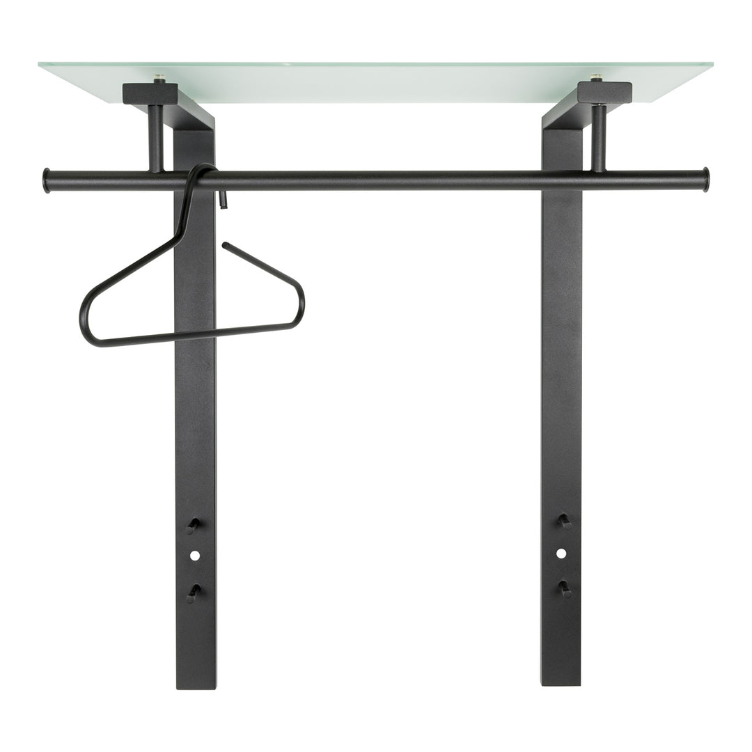 SPINDER DESIGN rektangulær Dutch knagerække m. 1 hylde glas og sort stål