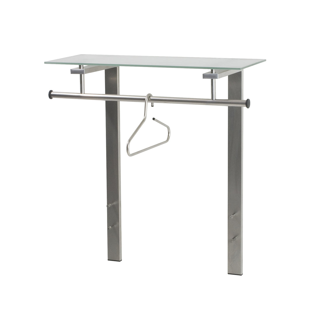 SPINDER DESIGN rektangulær Dutch knagerække m. 1 hylde glas og grå stål