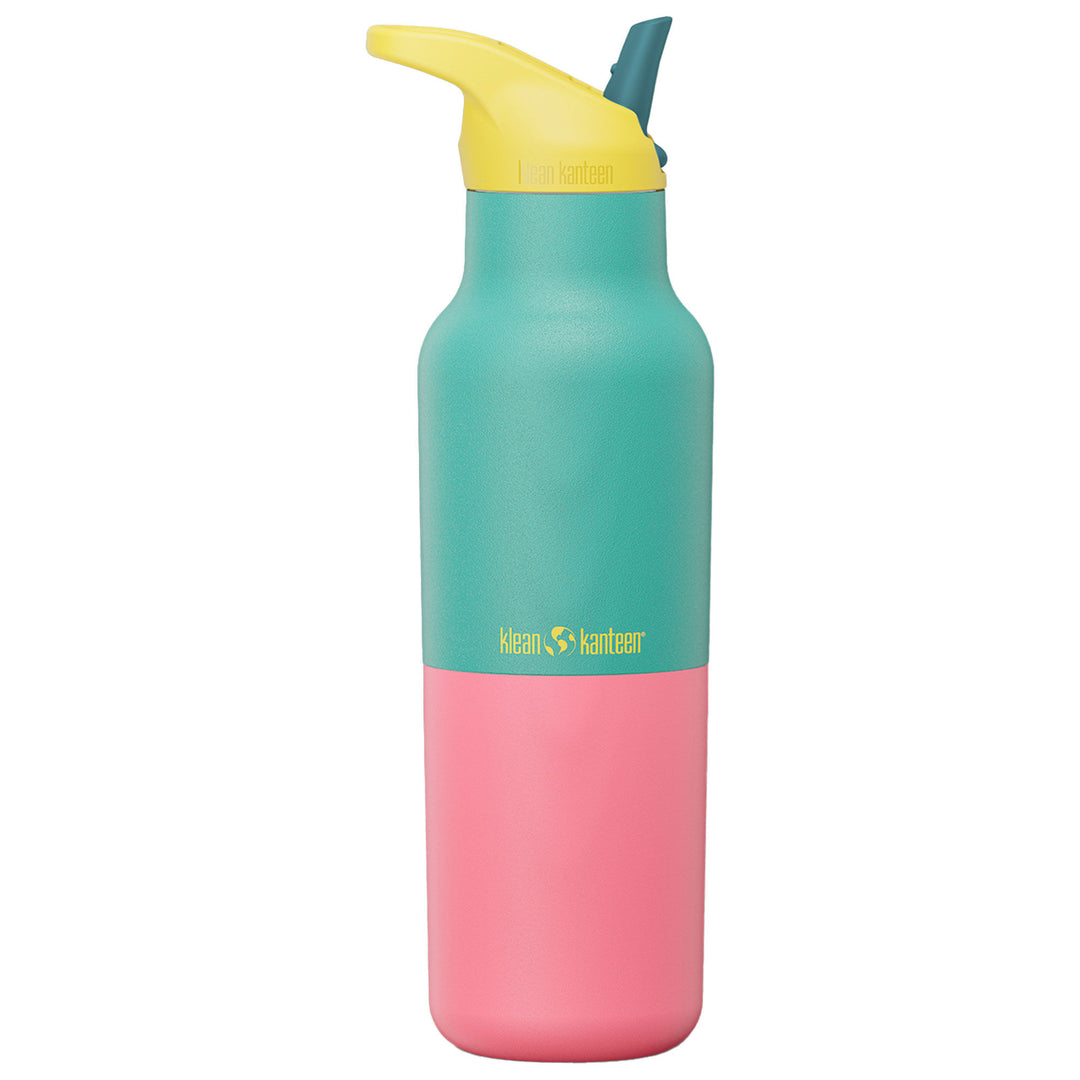 Klean kanteen Klean kanteen Rise Classic drikkeflaske med sportslåg 473 ml, Turquoise Kaleidoscope – vinkelbillede (Friluftsliv)