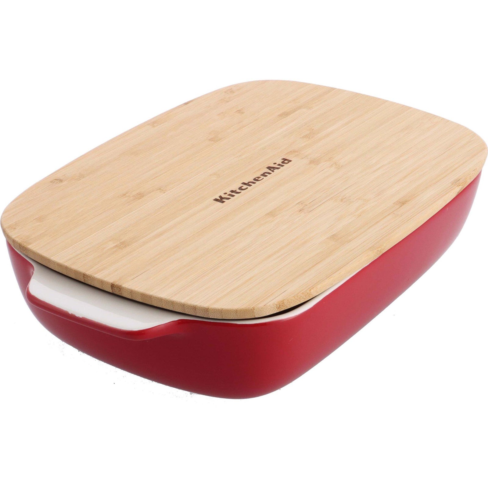 Kitchenaid Kitchenaid Ovnform med låg 40 x 25 x 8,8 cm, rød ❤ vinkelbillede (Bagetern)