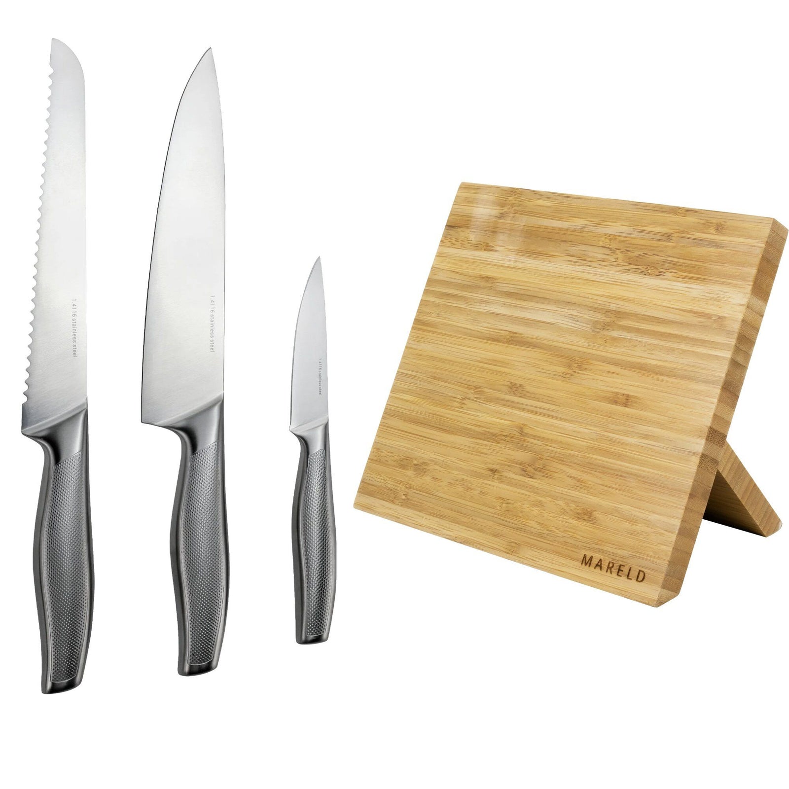 Essentials Essentials Knivsæt i 3 dele med magnetisk knivblok – produktvisning (Knivsæt)
