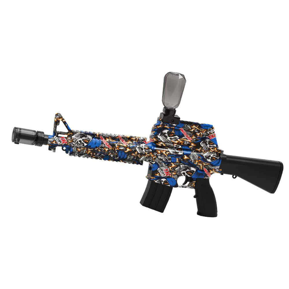Gel Blaster M16 elektrisk med sejt lys og røg når den skyder Blå