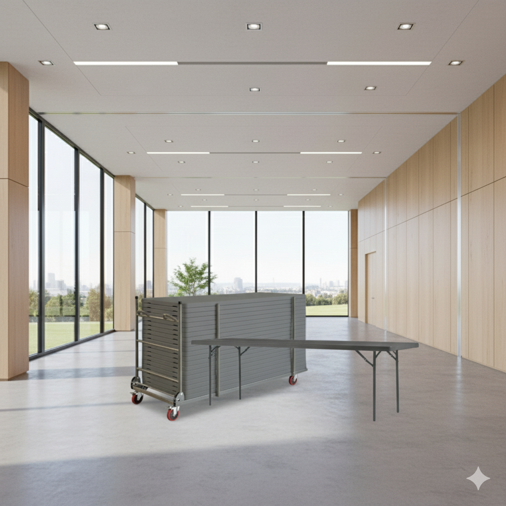 Produktbillede af 18 Zown XL240 klapborde inkl. bordvogn på tilbud