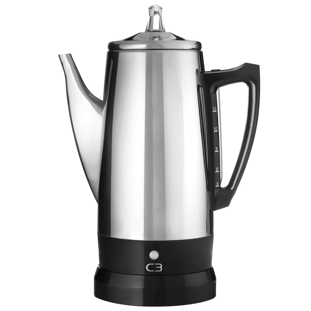 C3 C3 Original perkolator 12 kopper, rustfrit stål ❤ vinkelbillede (Perkolatorer)
