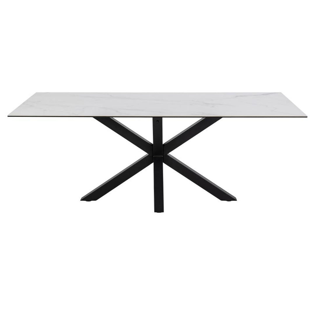 Produktbillede af ACT NORDIC Heaven spisebord hvid glas/keramik og sort metal 200x100 i premium kvalitet