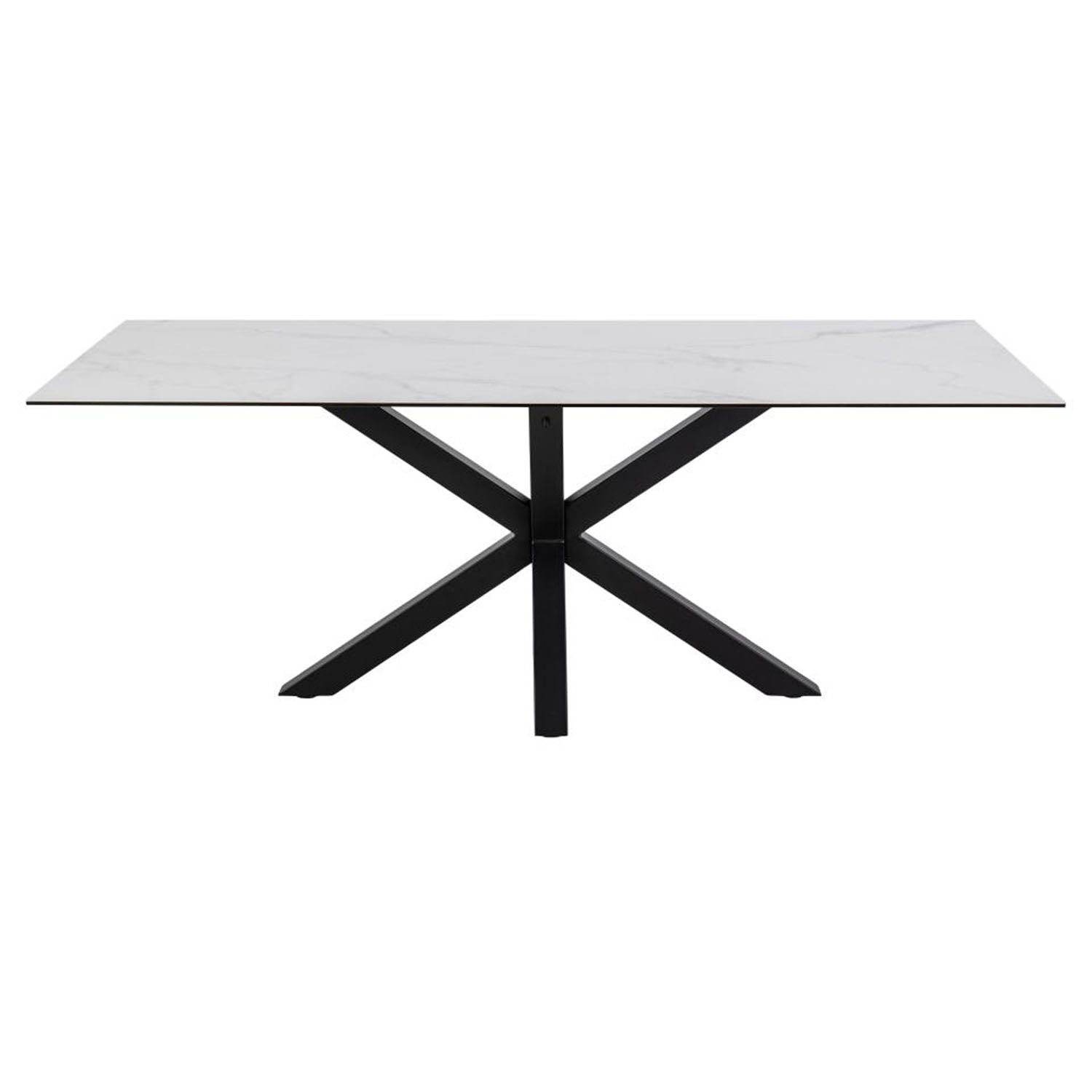 Produktbillede af ACT NORDIC Heaven spisebord hvid glas/keramik og sort metal 200x100 i premium kvalitet