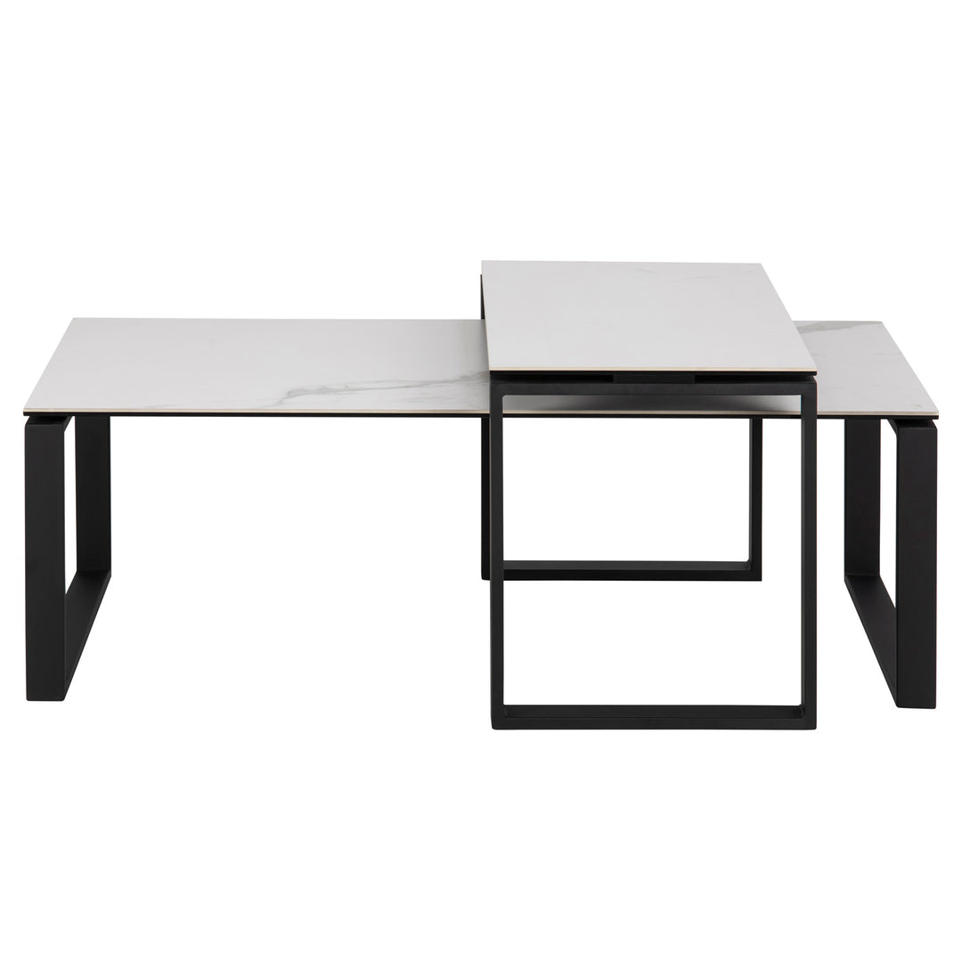 Produktbillede af ACT NORDIC Katrine sofabordssæt hvid glas/keramik og sort metal 115x69 i premium kvalitet