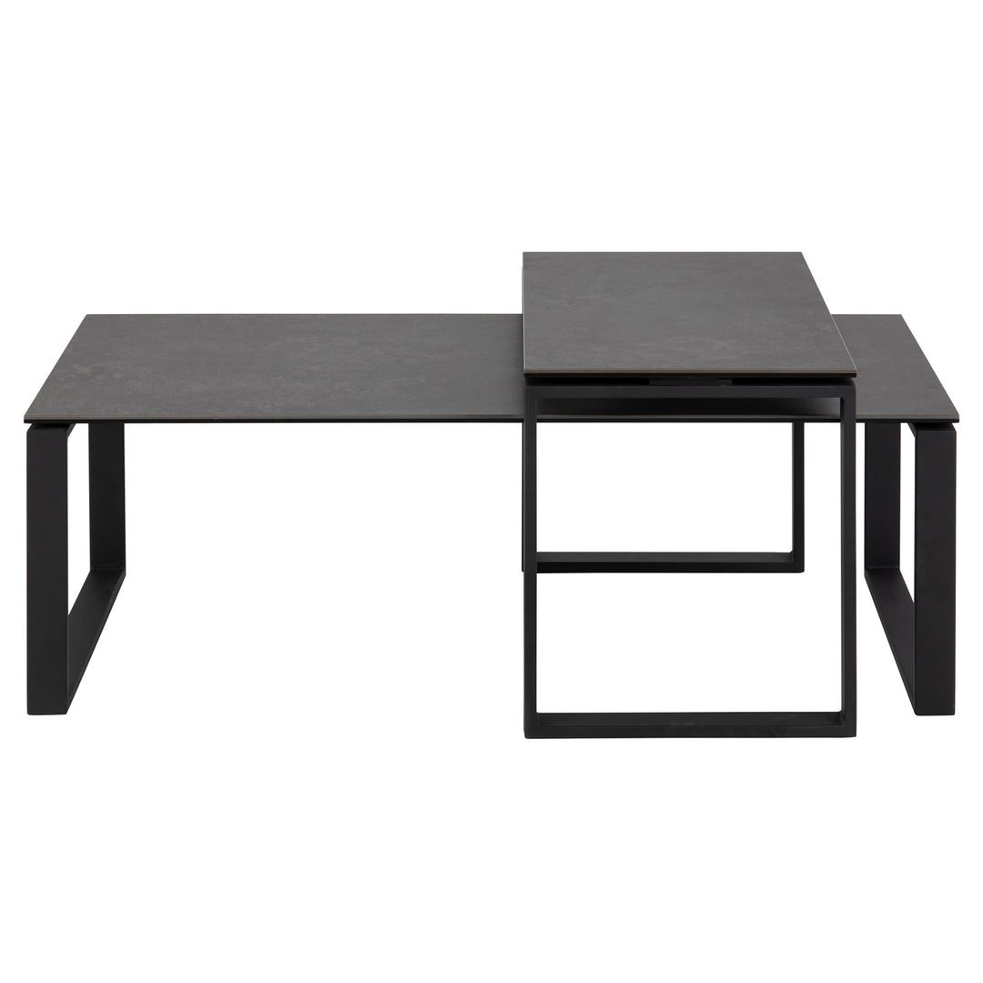Produktbillede af ACT NORDIC Katrine sofabordssæt sort glas/keramik og sort metal 115x69 i premium kvalitet