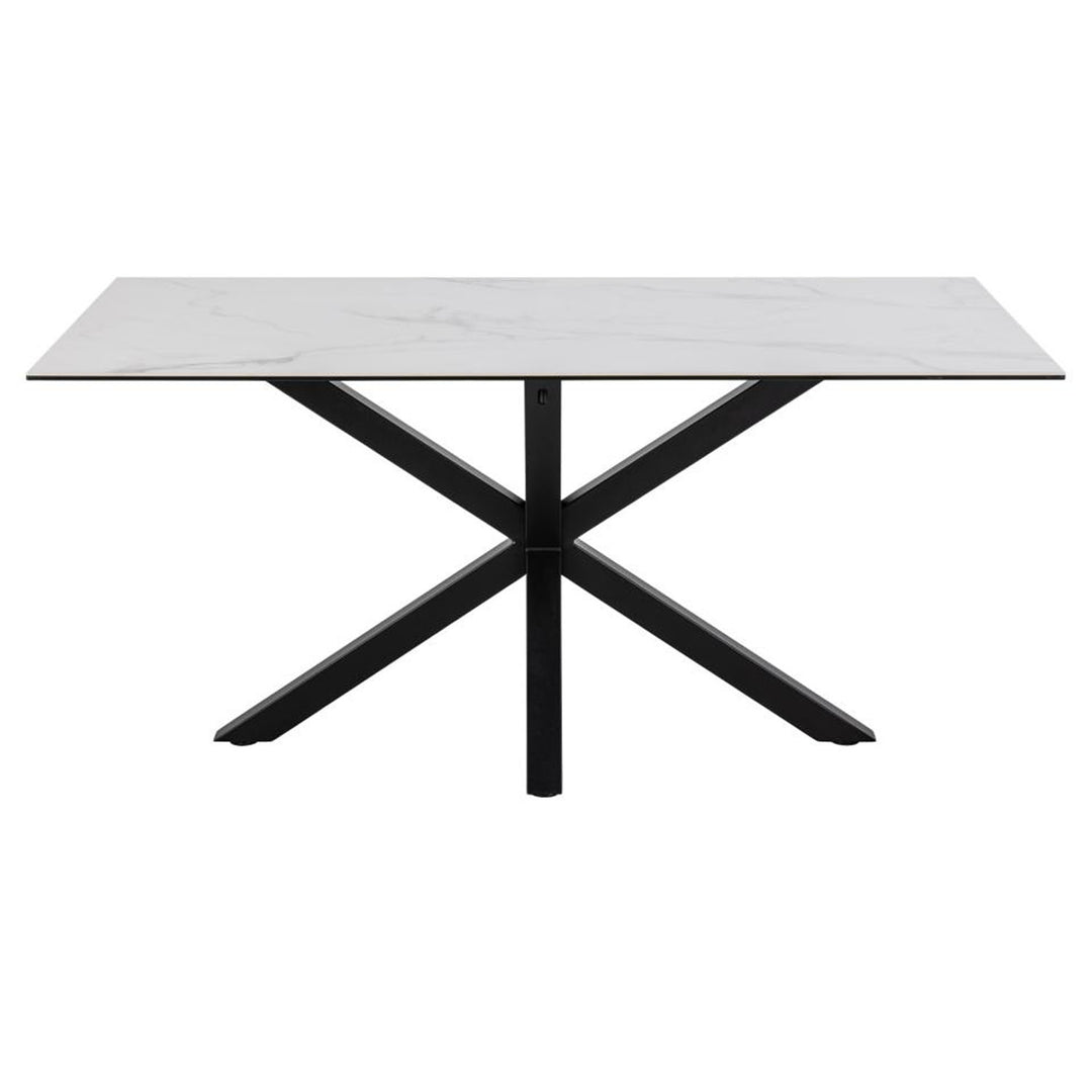 Produktbillede af ACT NORDIC Heaven spisebord hvid glas/keramik og sort metal 160x90 i premium kvalitet
