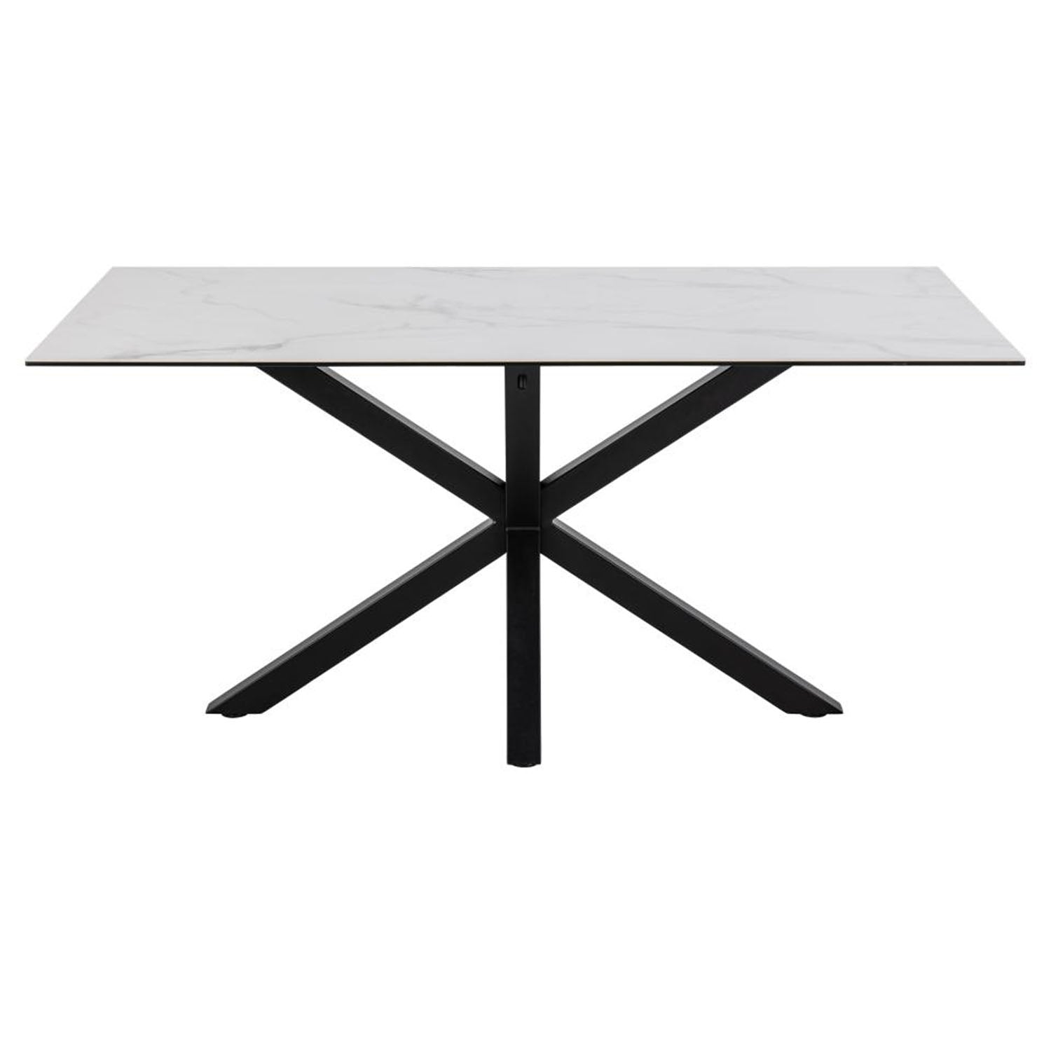 Produktbillede af ACT NORDIC Heaven spisebord hvid glas/keramik og sort metal 160x90 i premium kvalitet
