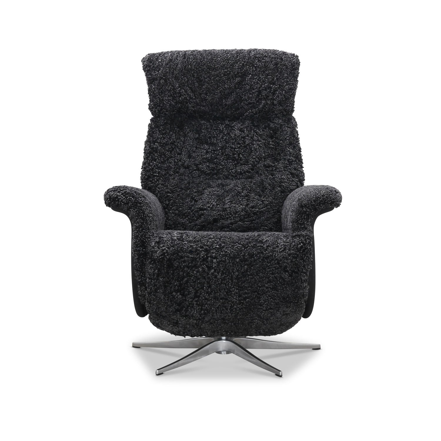 Produktbillede af HAGA Lissabon recliner lænestol m. 2 motorer mørkegrå fåreskind og metal i premium kvalitet