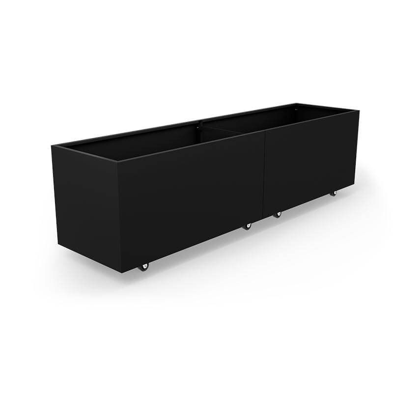 Produktbillede af THOR Plantekasse på hjul 160 x 40 x 40 Black Steel på tilbud i høj kvalitet
