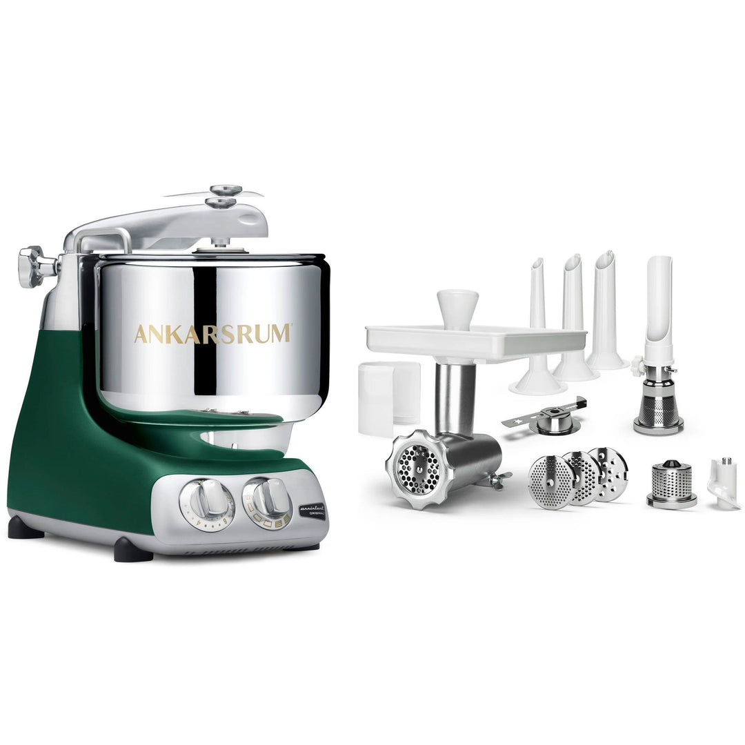 Ankarsrum Ankarsrum Assistent AKM 6230 røremaskine + komplet kødhakker, forest green – frontbillede (Røremaskiner)