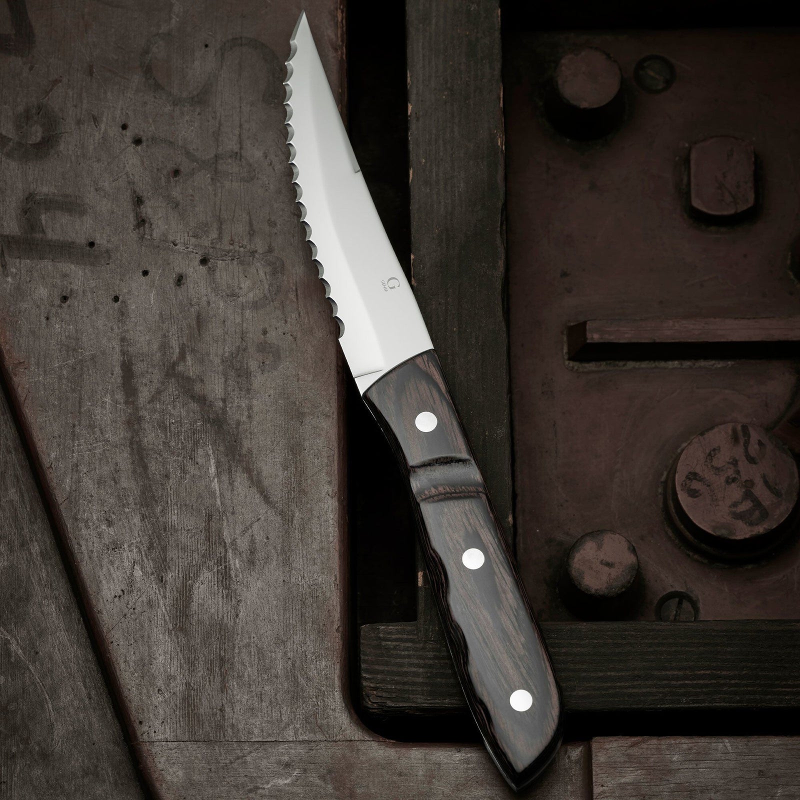 Gense Gense Old Farmer Classic steakkniv XL 4 dele, træ/stål – frontbillede (Steakkniv)