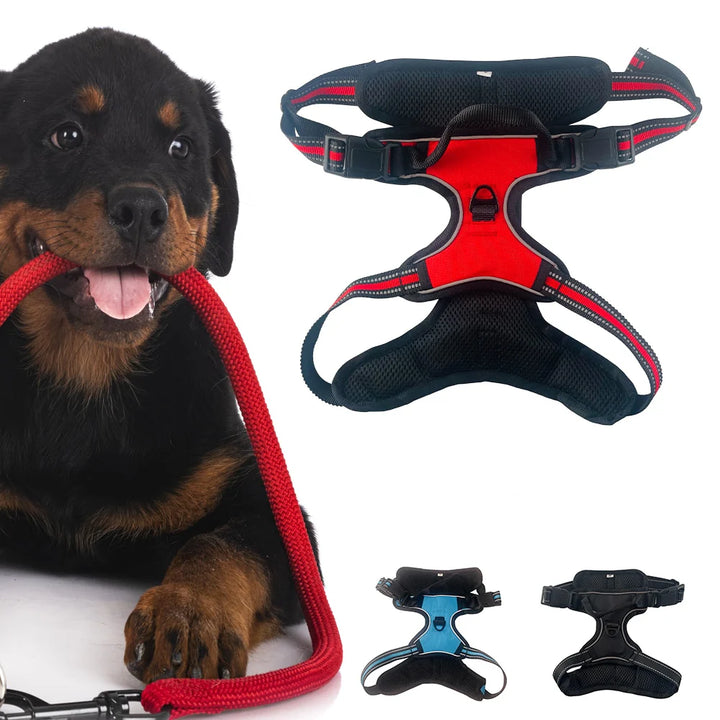 Blød Luksus Hundesele m/refleks robust & vandfast rød sort eller blå Rød XL