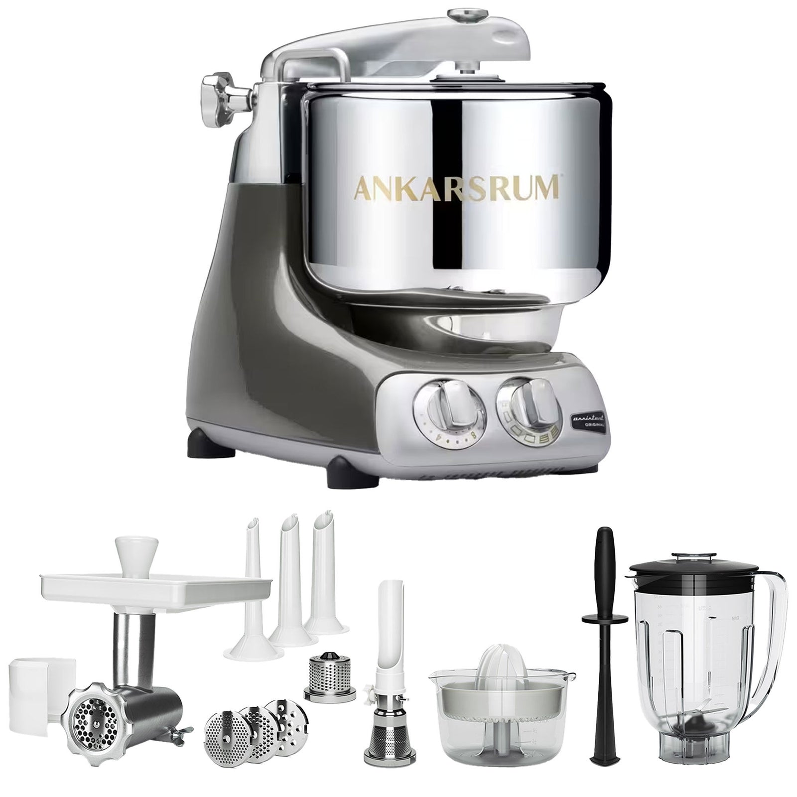 Ankarsrum Ankarsrum AKM 6230 køkkenmaskine + Deluxe pakke, black chrome ❤ produktfoto i kategorien Røremaskiner