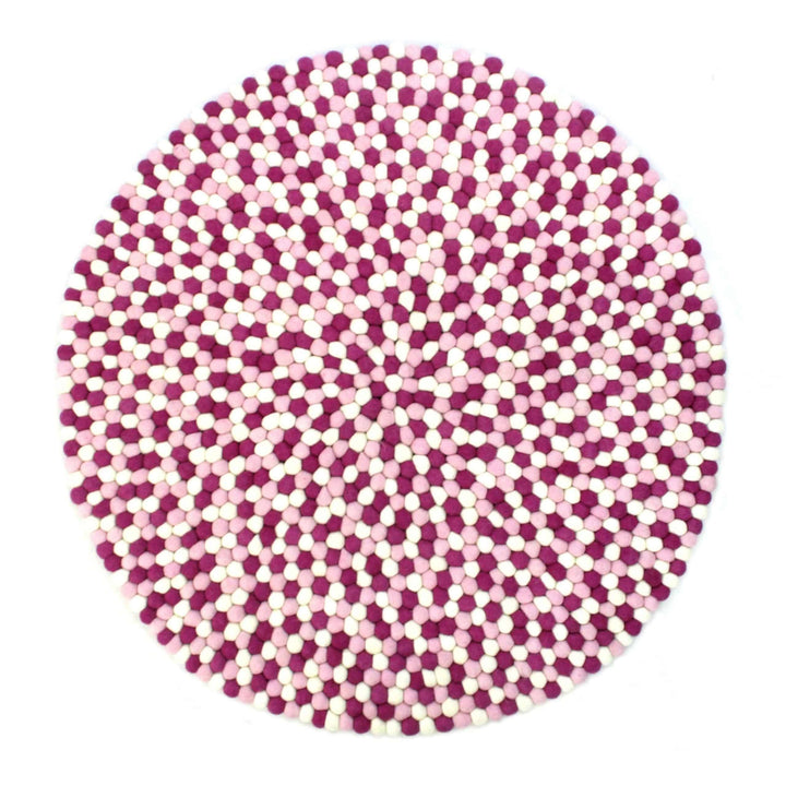 Kugletæppe i 100% ren Nepal uld (Fås i flere forskellige farver og størrelser) 90 cm / Pink multifarvet