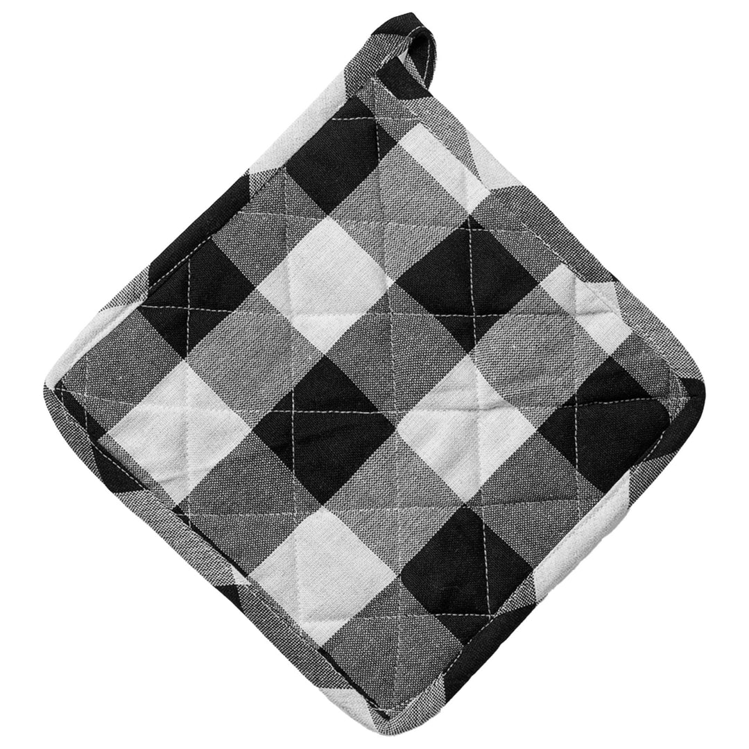 Midnatt Midnatts Grydelap, sort-hvid ternet – close-up (Grydelapper og Grydehandsker)