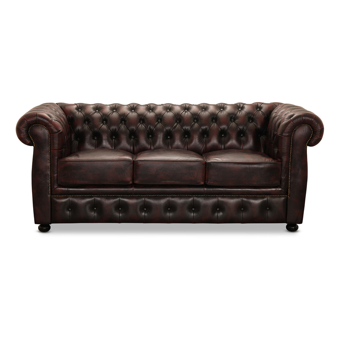 HAGA Liverpool 3 chesterfield sofa oxblod læder