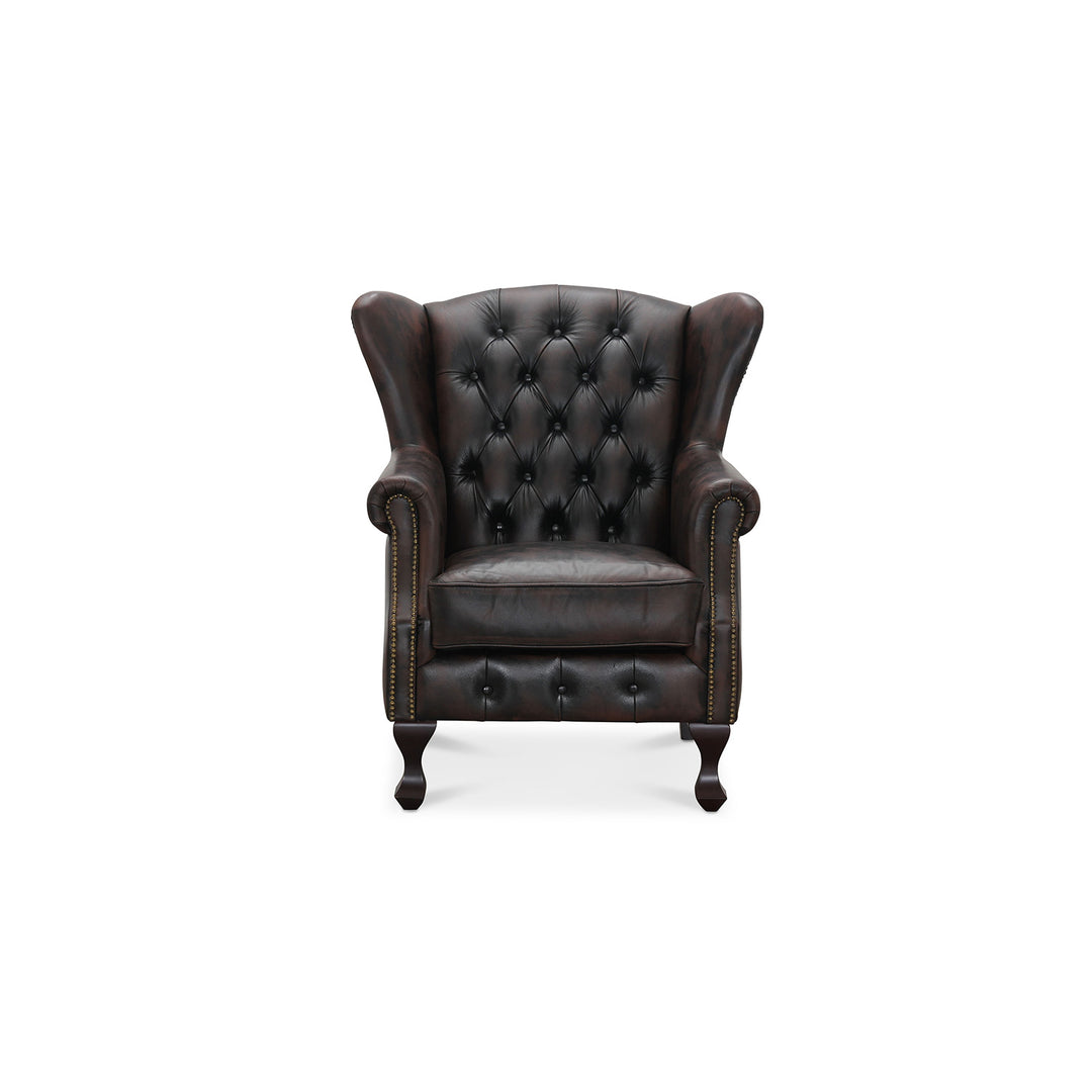 HAGA Aberdeen chesterfield lænestol brunt læder