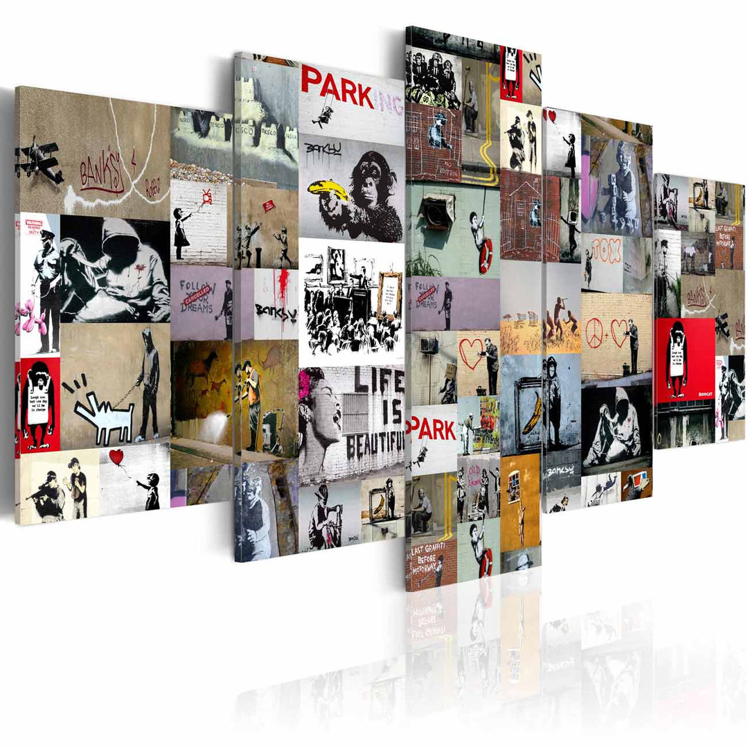 ARTGEIST Art of Collage Banksy IV billede multifarvet print 2 størrelser 100x50