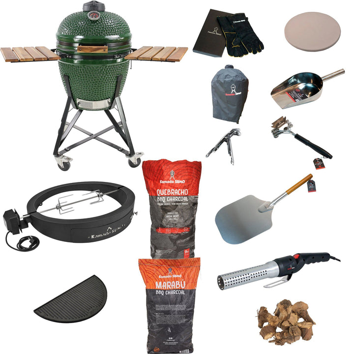 Kamado sumo Kamado sumo Midi Deluxe pakke, grøn – vinkelbillede (Kamadogrill)
