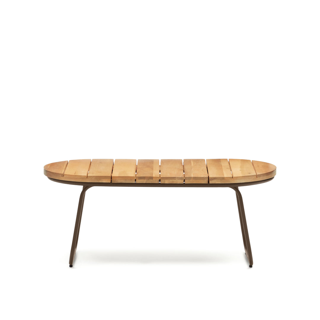 KAVE HOME Salguer havebord oval natur akacietræ og brunt stål 100x50