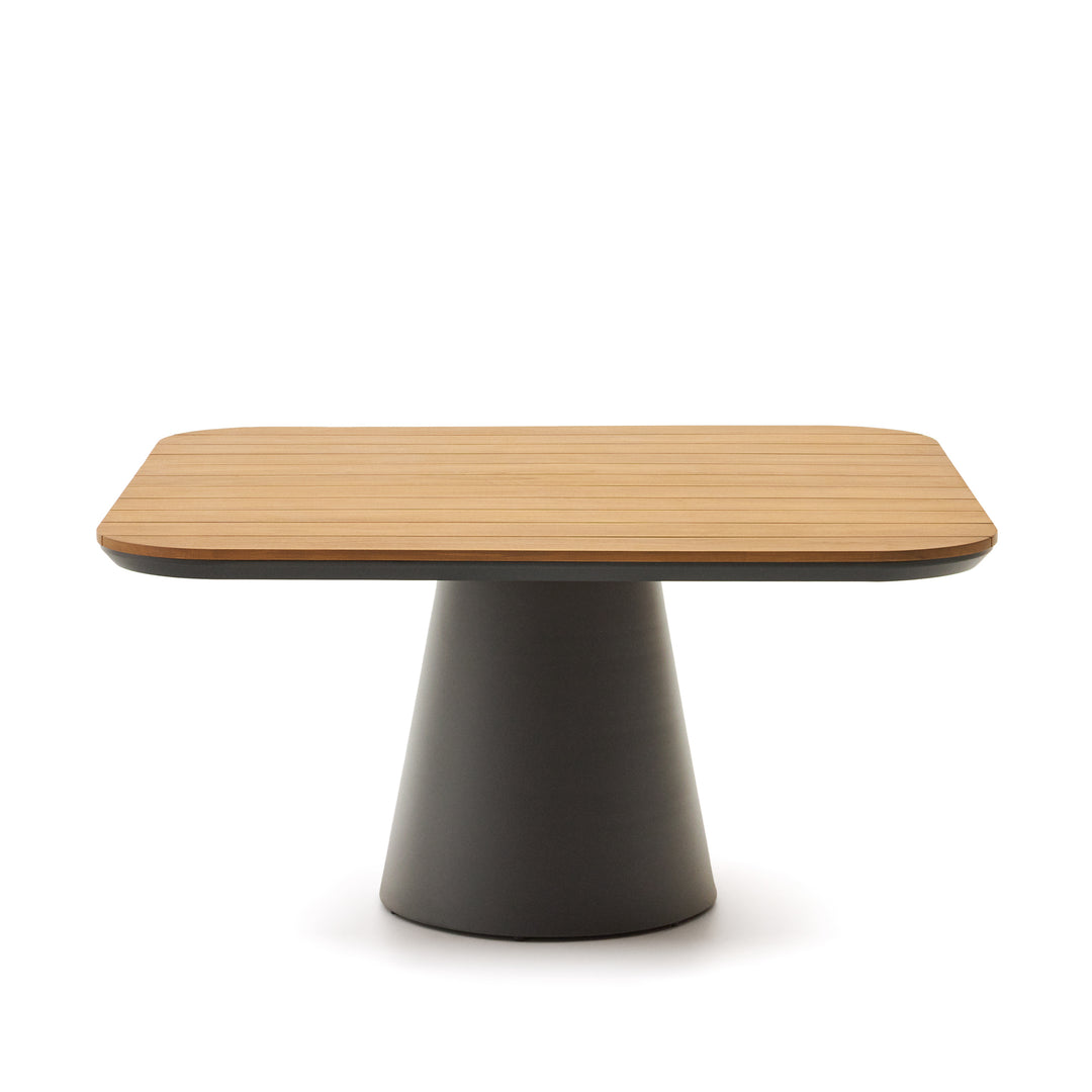 KAVE HOME Tudons havebord kvadratisk teaktræ og grå aluminium 148x148