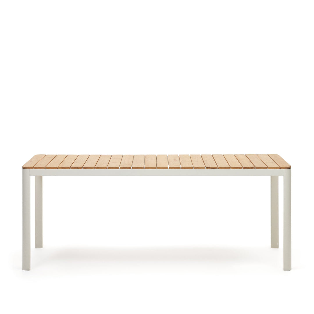 Produktbillede af KAVE HOME Bona havebord rektangulær natur teaktræ og hvid aluminium 200x100 i premium kvalitet