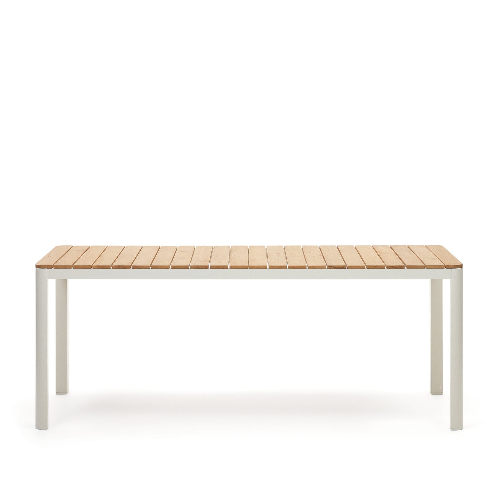 Produktbillede af KAVE HOME Bona havebord rektangulær natur teaktræ og hvid aluminium 200x100 i premium kvalitet