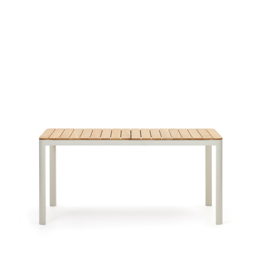 KAVE HOME Bona havebord rektangulær teaktræ og hvid aluminium 160x90