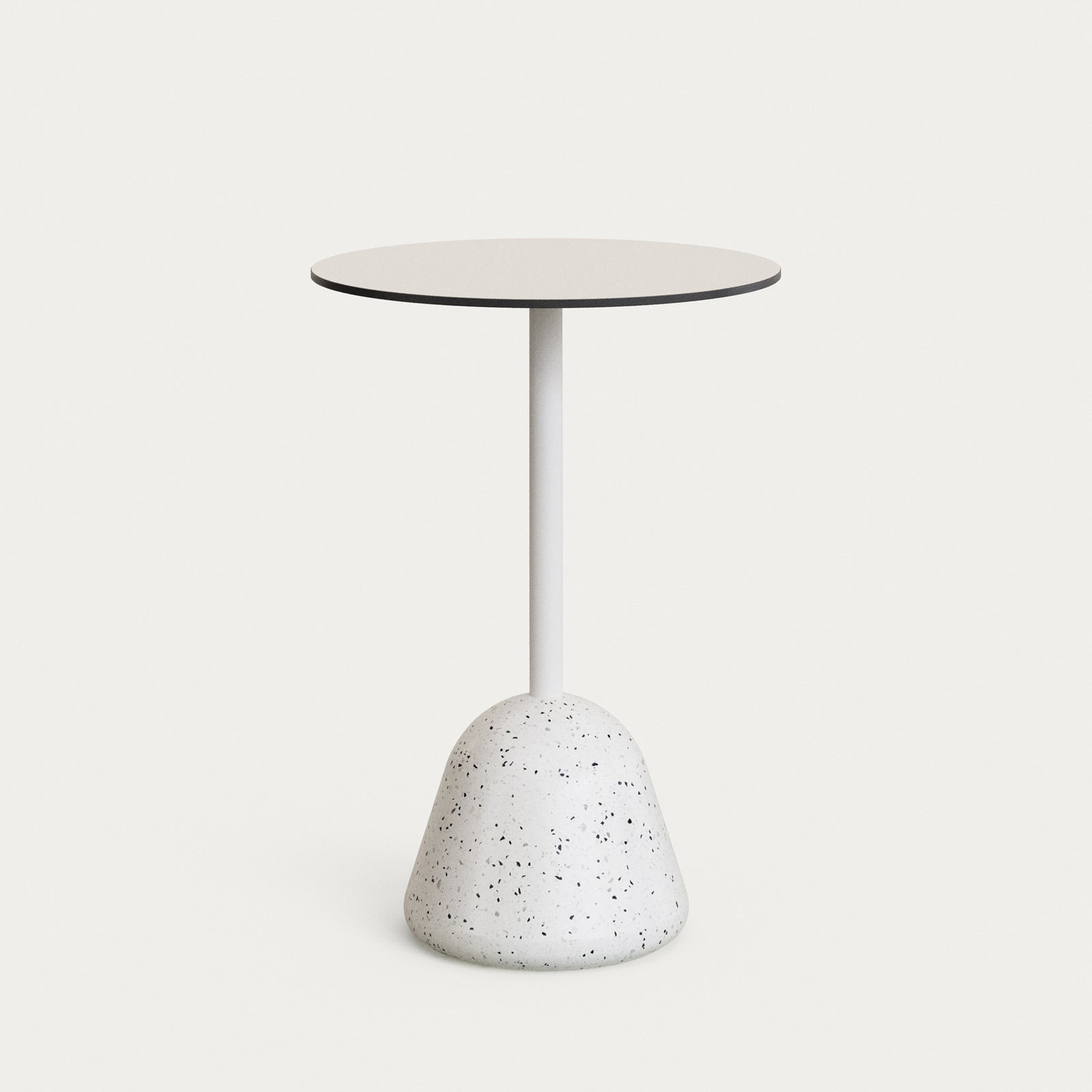 Produktbillede af KAVE HOME Tiaret højt udendørs barbord rund hvid højtrykslaminat og hvid terrazzo Ø68x97 i premium kvalitet