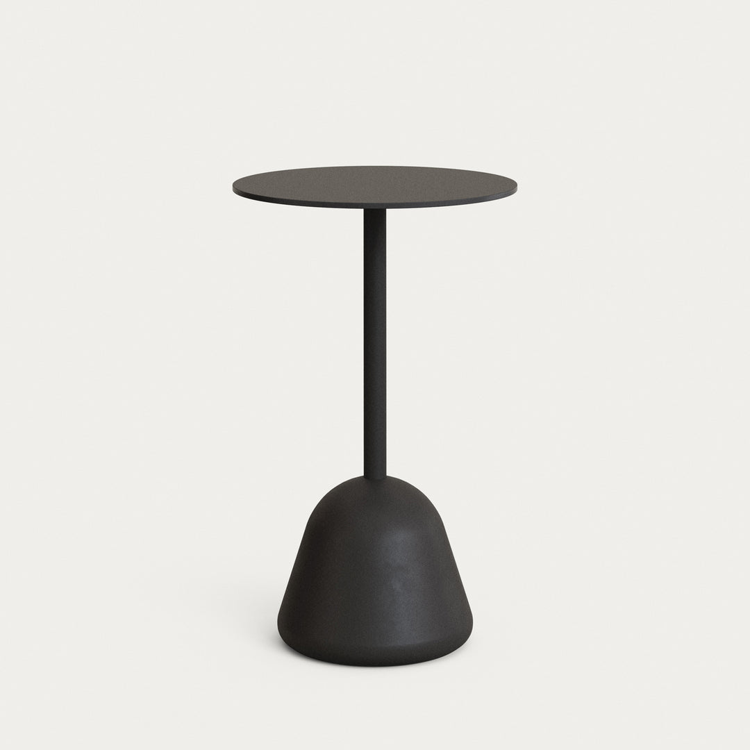 Produktbillede af KAVE HOME Tiaret højt udendørs barbord rund sort højtrykslaminat og sort cement Ø68x97 i premium kvalitet