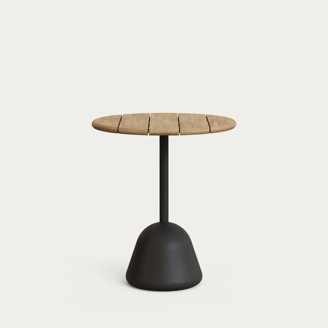 KAVE HOME Saura havebord rund natur akacietræ og sort cement Ø70x75