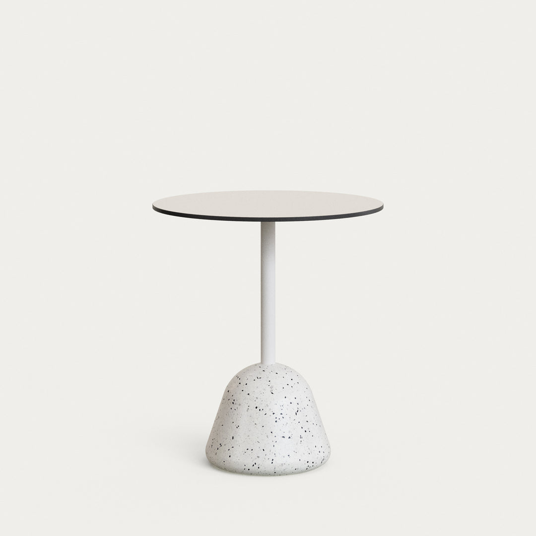 KAVE HOME Tiaret havebord rund hvid højtrykslaminat og hvid terrazzo Ø68x73