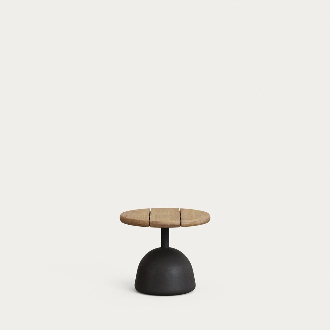 KAVE HOME Saura udendørs sofabord rund natur akacietræ og sort cement Ø43x35