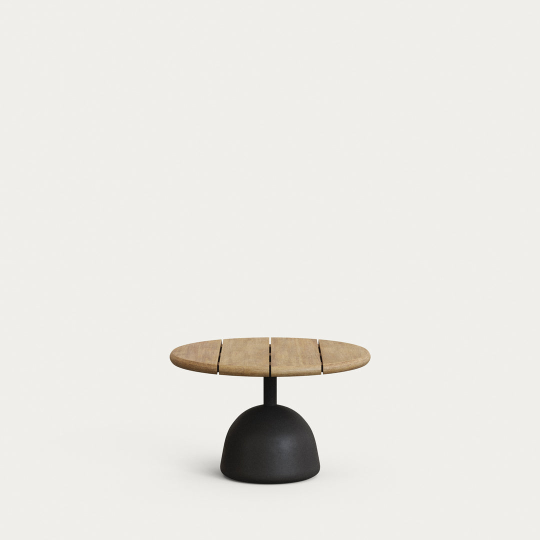 KAVE HOME Saura udendørs sofabord rund natur akacietræ og sort cement Ø55x35
