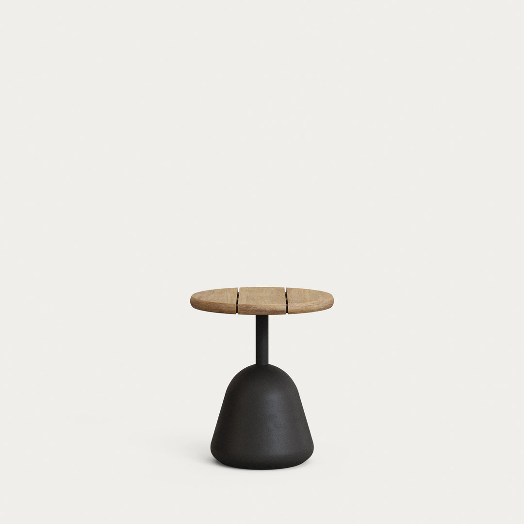 KAVE HOME Saura udendørs sofabord rund natur akacietræ og sort metal Ø43x45