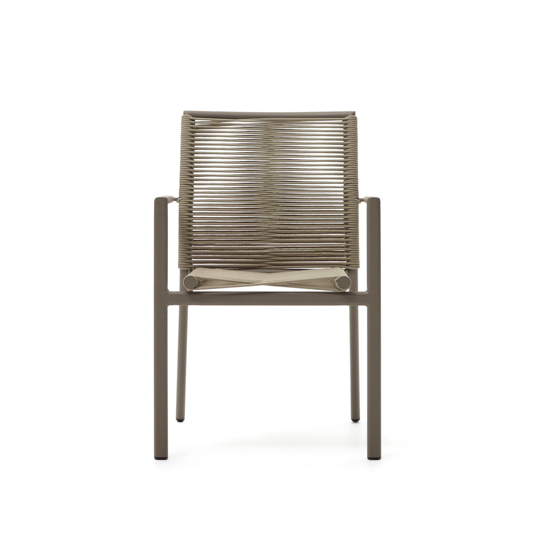 KAVE HOME Culip havestol m. armlæn beige reb og brun aluminium