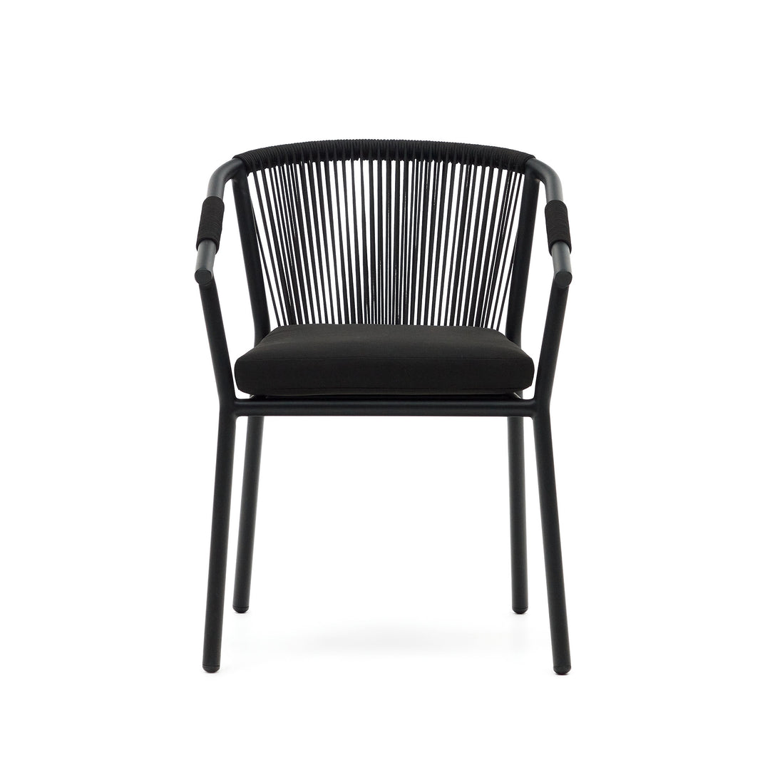 KAVE HOME Xelida havestol m. sort stofhynde sort reb og sort aluminium