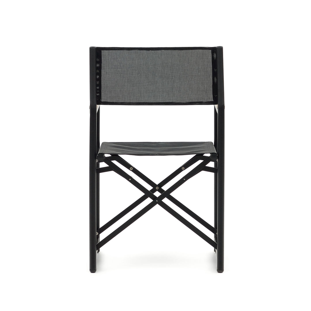 KAVE HOME Llado havestol foldbar natur teak og sort stof/aluminium