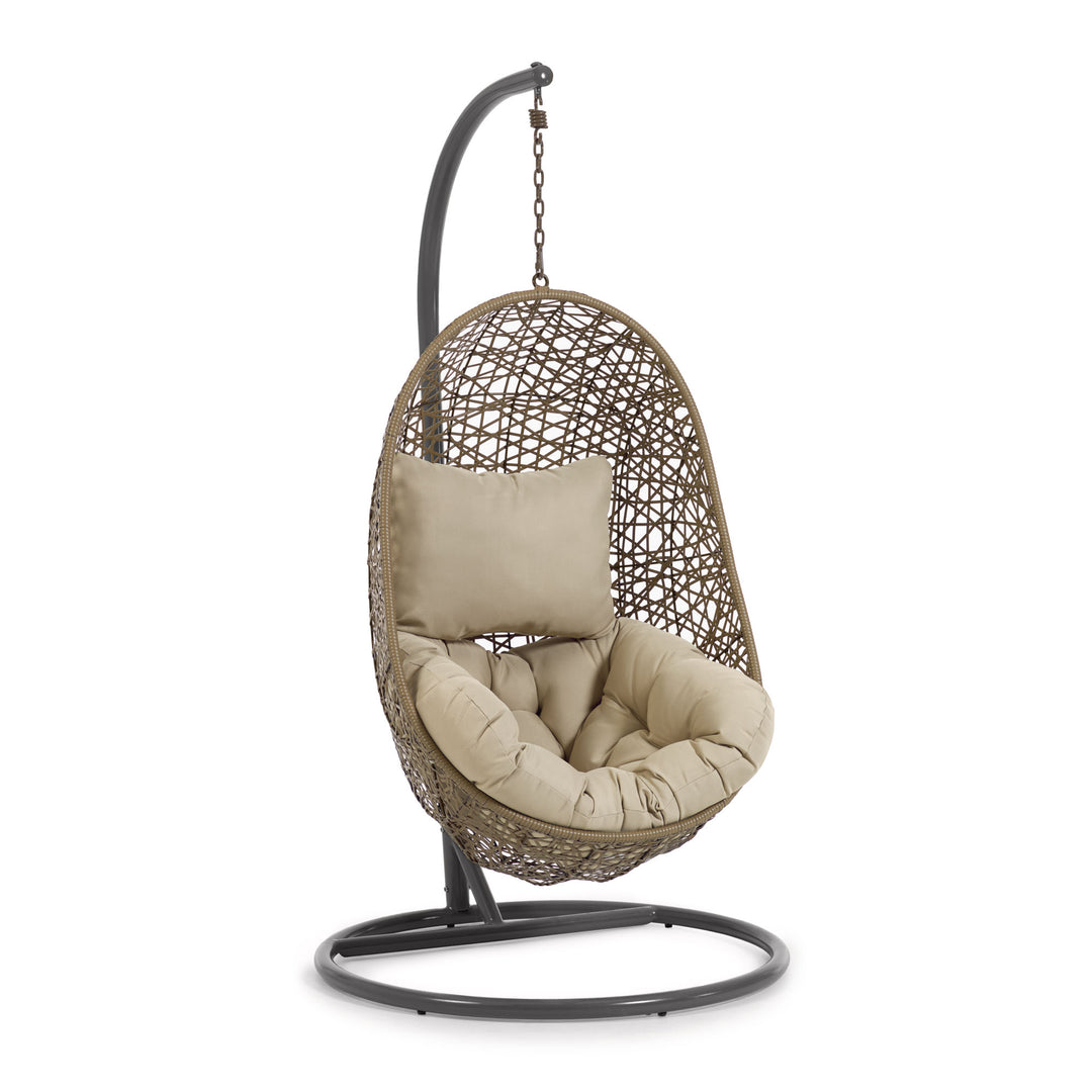 Produktbillede af KAVE HOME Florina hængestol m. hynder og mørkegrå fod natur polyrattan/rattan i premium kvalitet