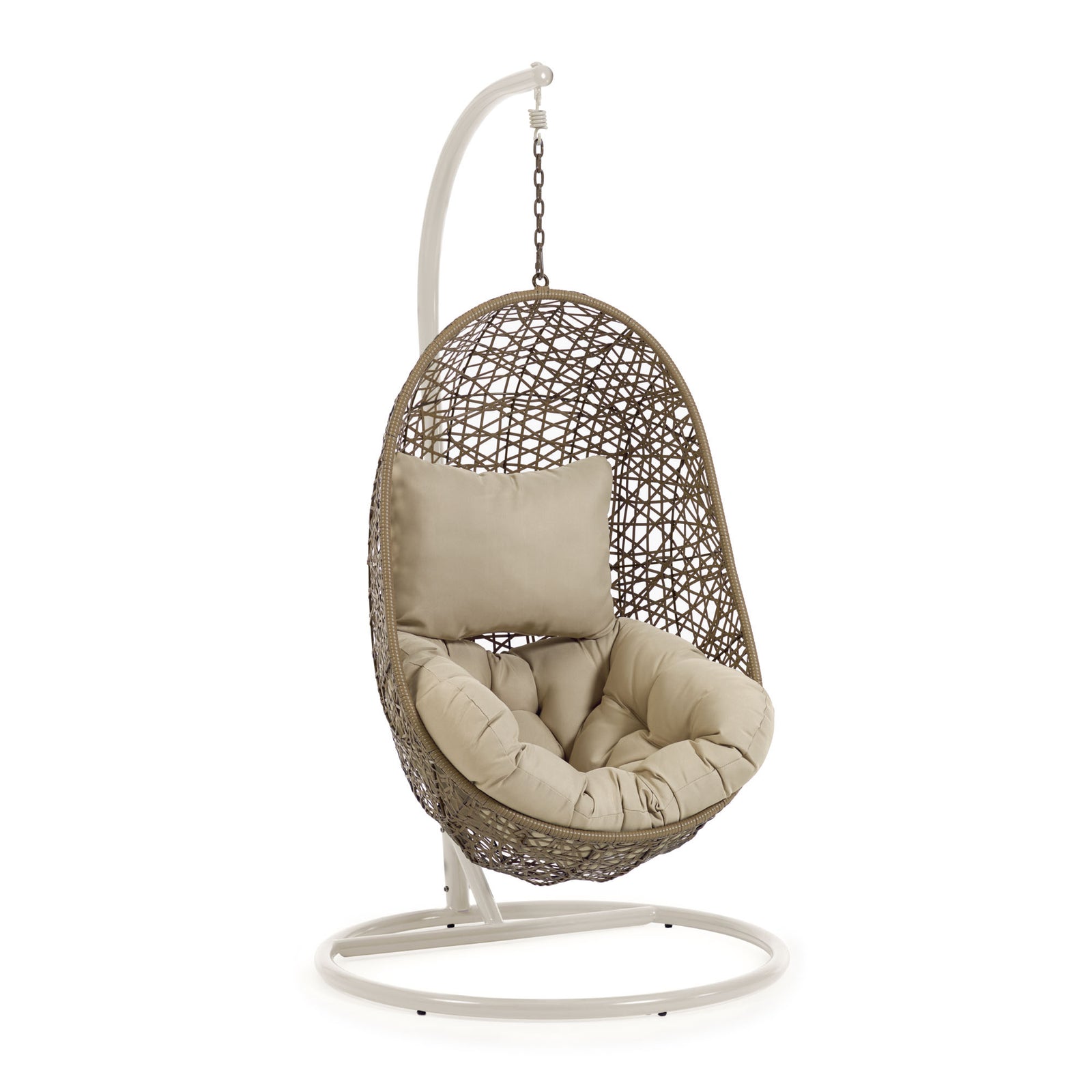 Produktbillede af KAVE HOME Florina hængestol m. hynder og lysegrå fod natur polyrattan/rattan i premium kvalitet