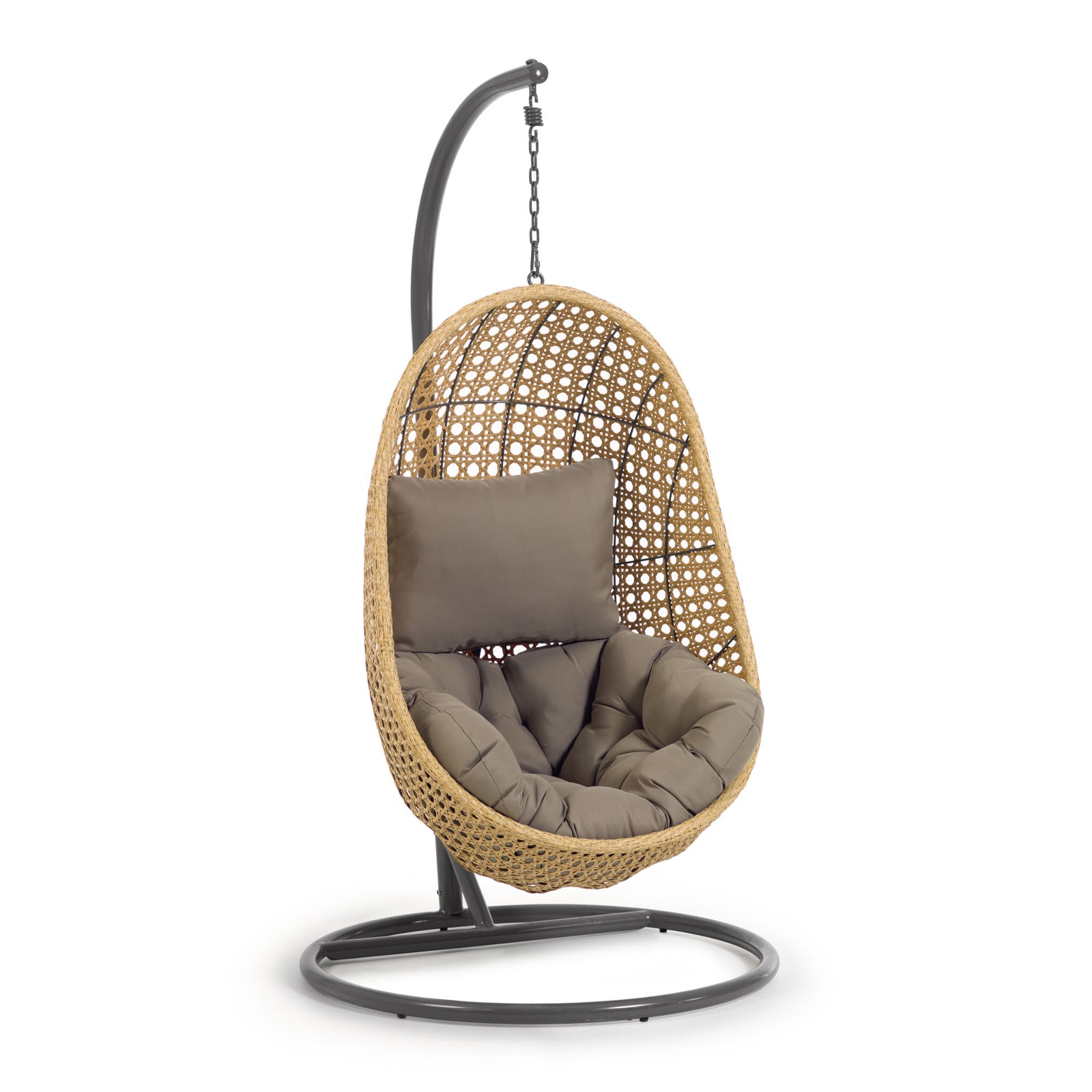 Produktbillede af KAVE HOME Cira hængestol m. hynder og mørkegråt stel natur polyrattan/rattan i premium kvalitet