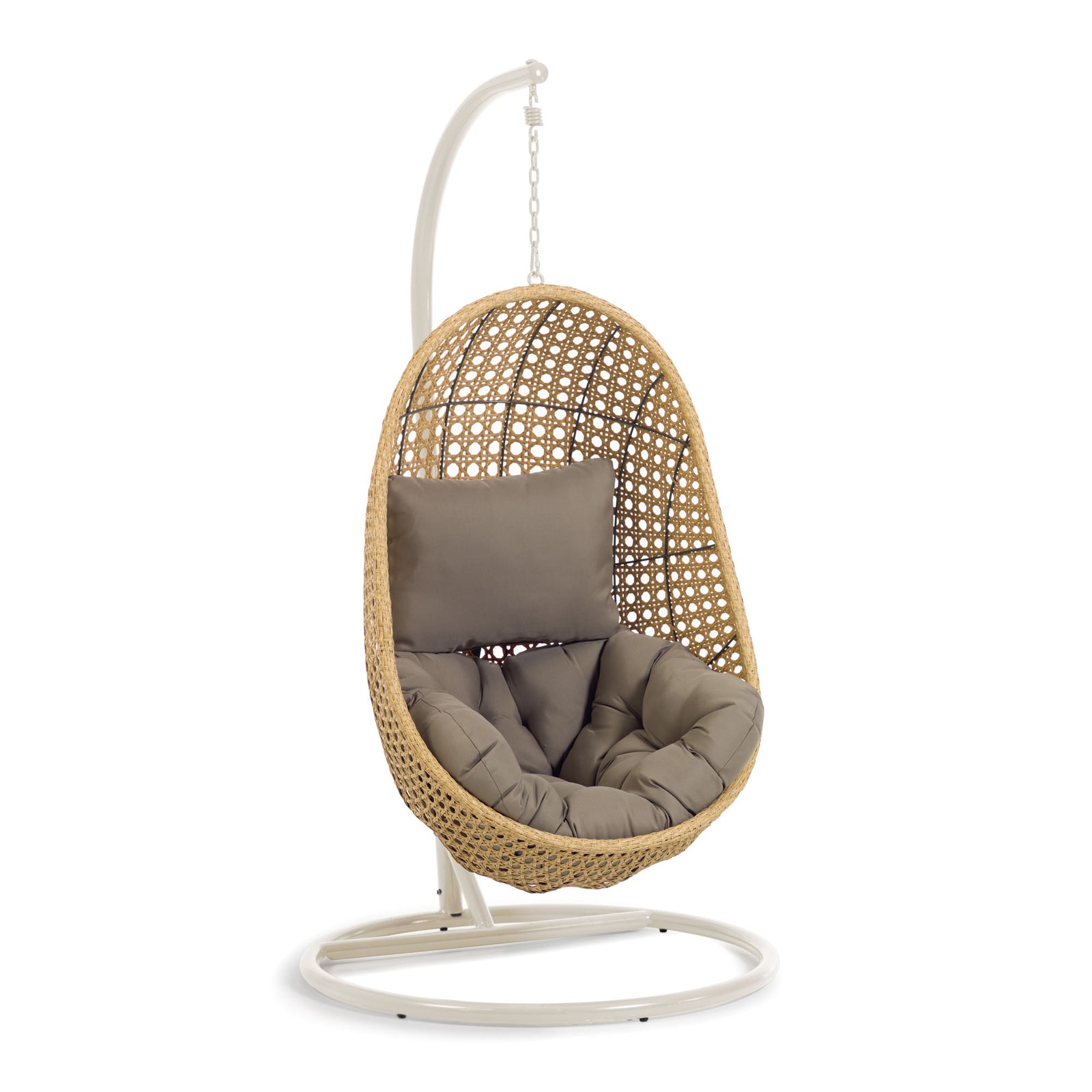 Produktbillede af KAVE HOME Cira hængestol m. hynder og lysegråt stel natur polyrattan/rattan i premium kvalitet