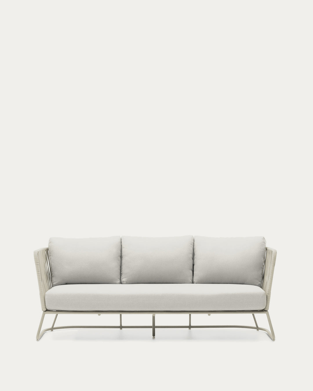 Produktbillede af KAVE HOME Saconca udendørs 3 pers. sofa m. hynder tovsnor og grå galvaniseret stål 189cm i premium kvalitet