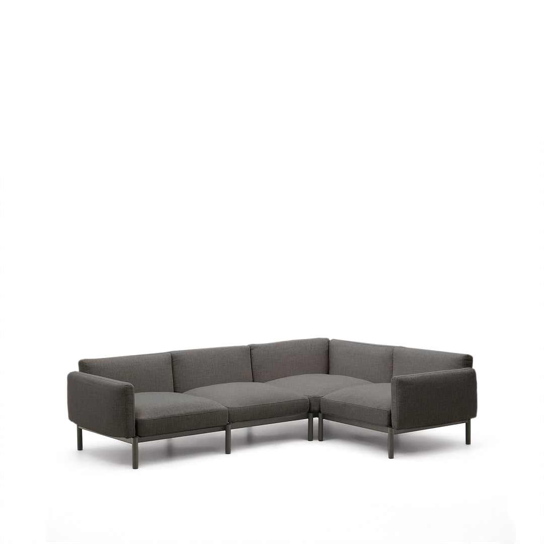 KAVE HOME Sorells modul 5 pers. udendørs hjørnesofa grå og grå aluminium 276x191,5cm