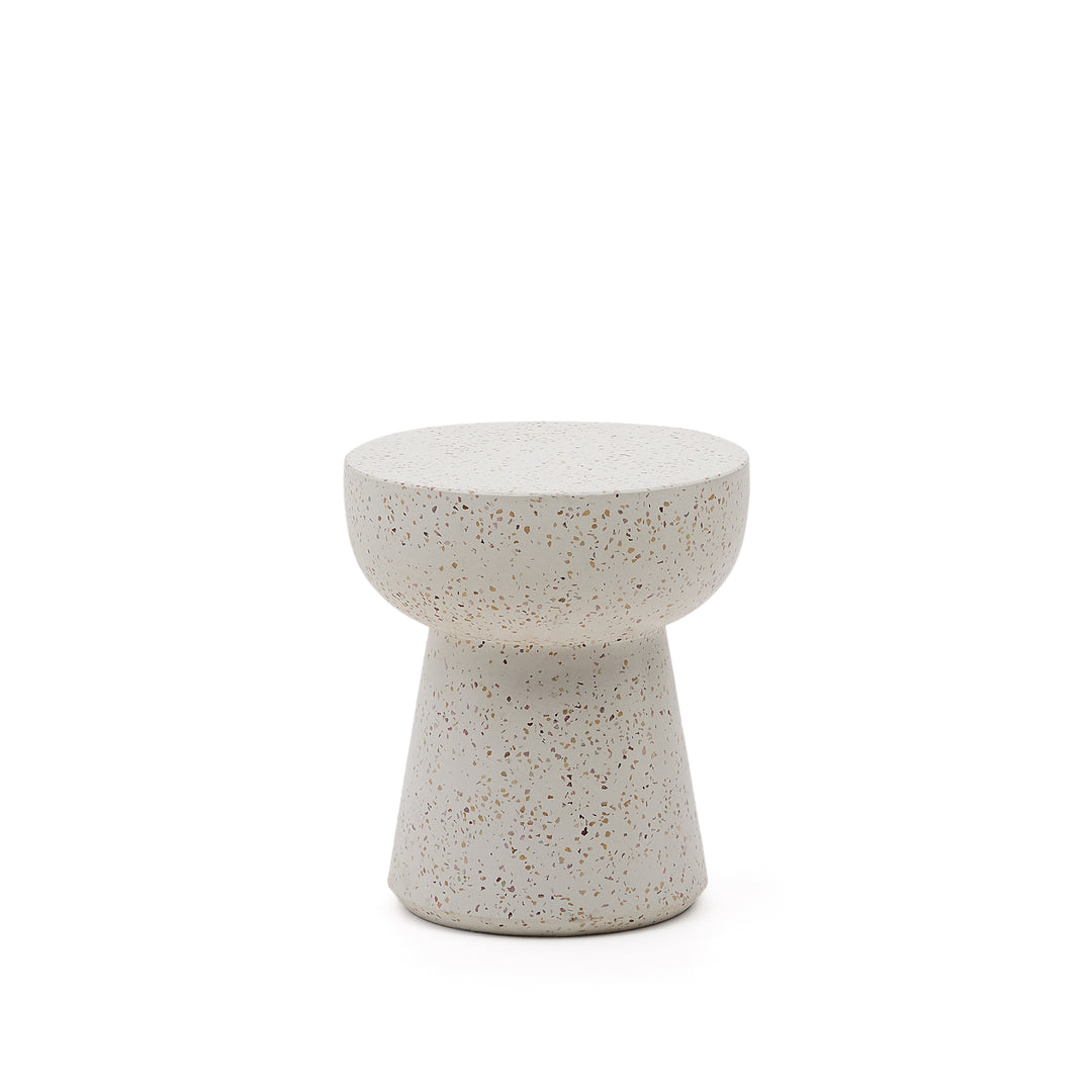KAVE HOME Pada udendørs sidebord rund hvid terrazzo cement Ø40