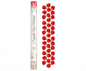 Produktbillede af Konfettirør Med Rosenblade Tekstil Rød / 60 Cm på tilbud i premium kvalitet